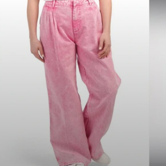 House of Harlow Pink Acid Wash Wide-Leg Jeans NWT 27 - Picture 1 of 2